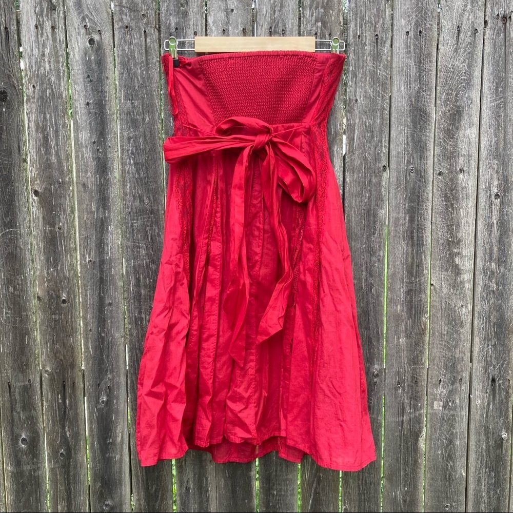 Moulinette Soeurs | Anthro Red Strapless Mini Dress NWT 6 - Picture 4 of 9